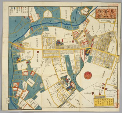 1853 Edo Map around Current Aoyama Street, from Miyamasusakaue by Masanori Tomatsu
